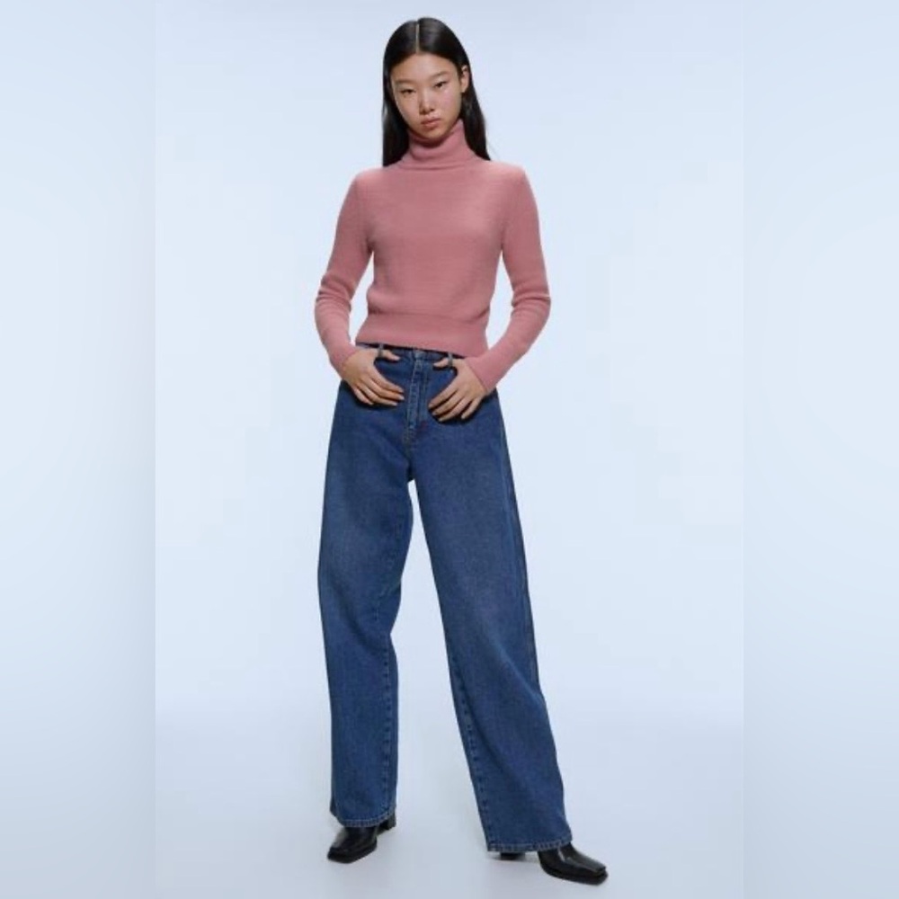 Zara Women’s Soft Feel Turtleneck Pink Sweater